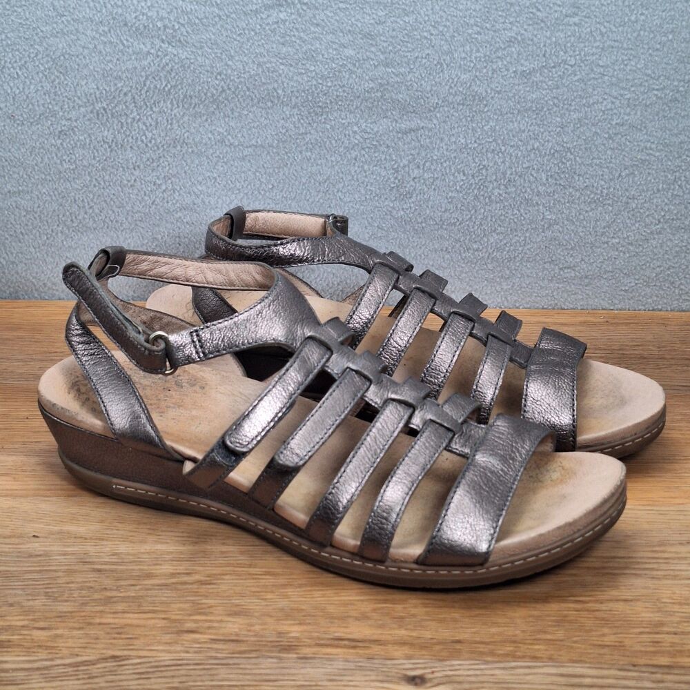 Dansko Athena Gladiator Sandals Women's US 10 10.5 EU 41 Pewter Leather Silver